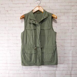 Cabelas Classic Vest Adult Medium Green Zip Button Sleeveless Preppy
